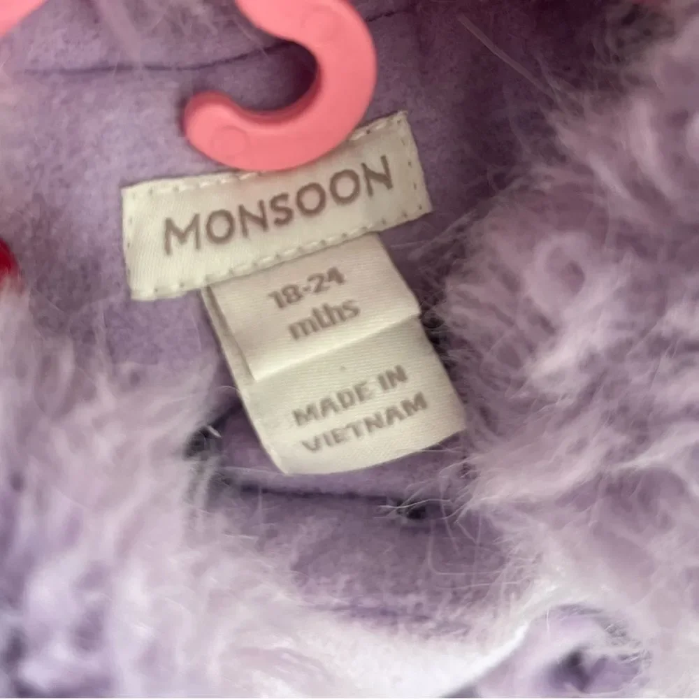 MONSOON CHILDREN Girl’s‎ Faux Fur Collar Trim Coat, Lavender, 18-24 Mon